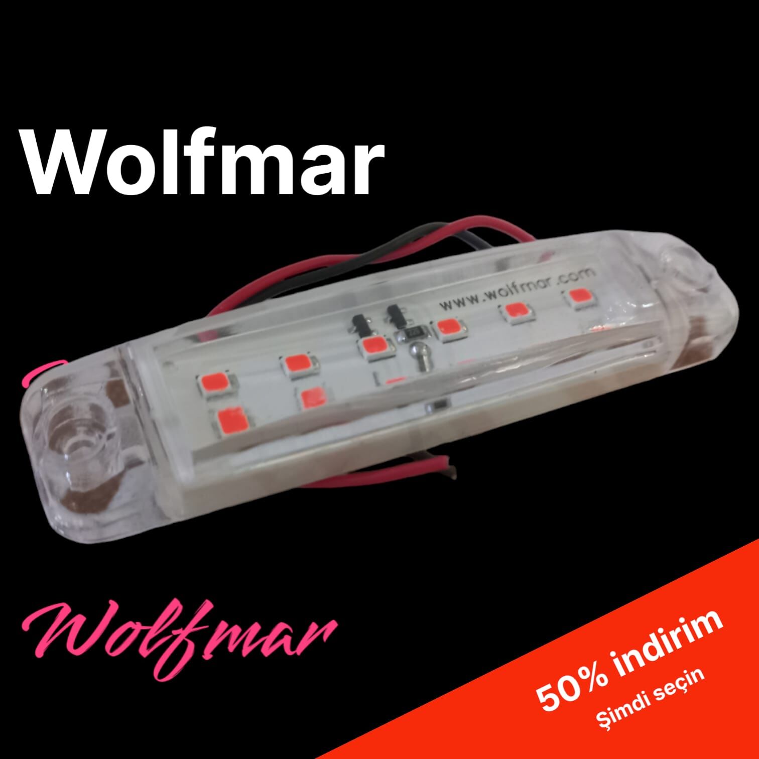 9CM  Parmak led 12V Kırmızı  Reçineli
